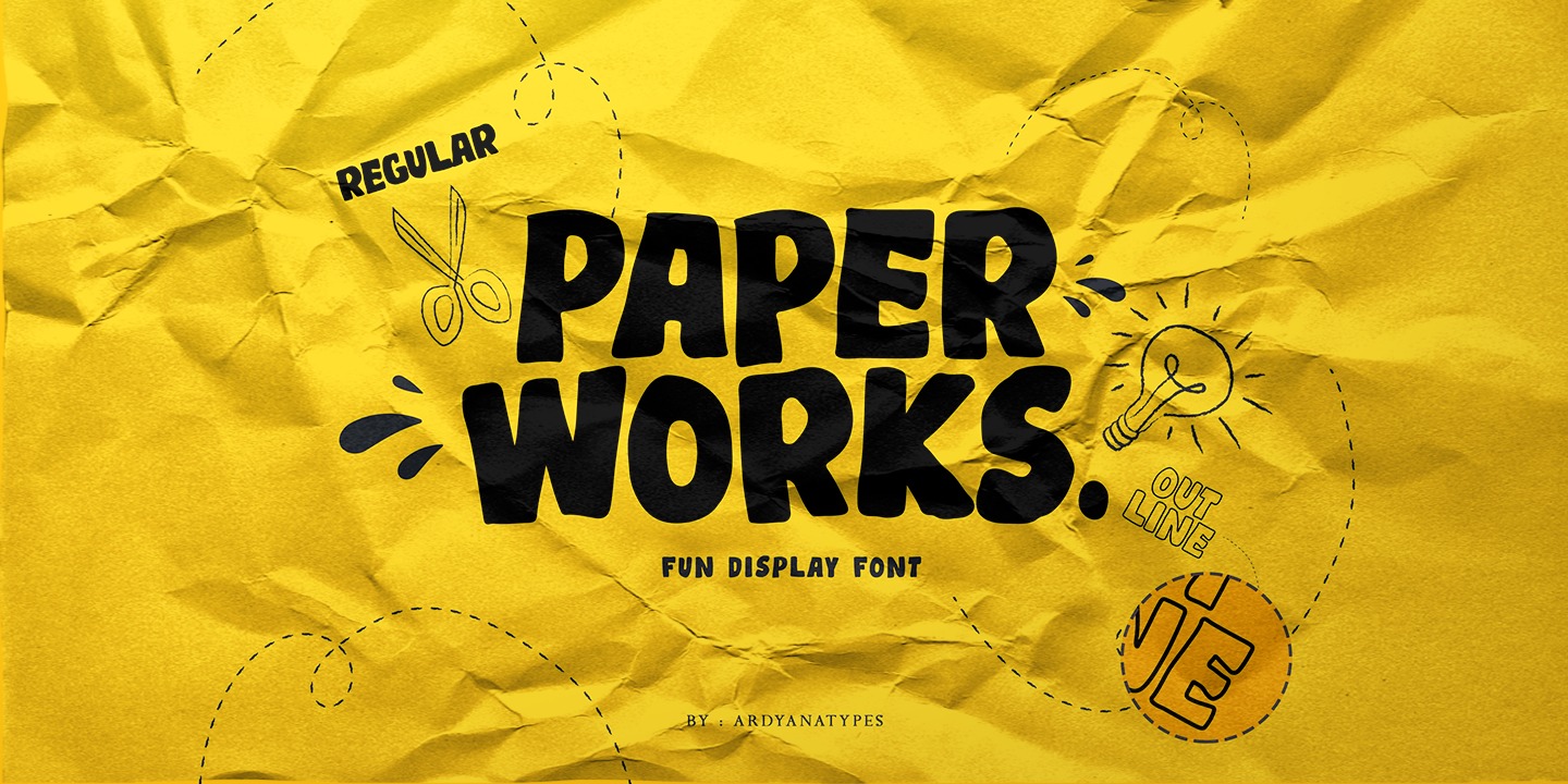Paper Works Outline Font preview